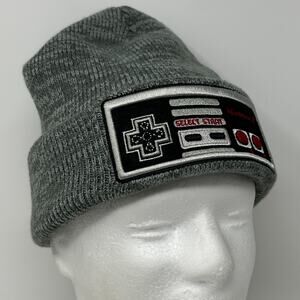 Nintendo NES Controller Beanie Winter Hat Toque Video Gamer Flip Cuffed Gray